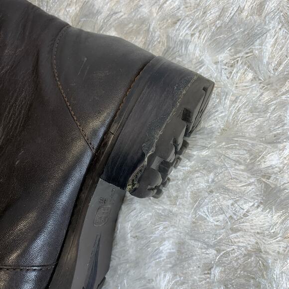 Vintage Brown Leather Boots Square Toe Sz 8 - Picture 7 of 7